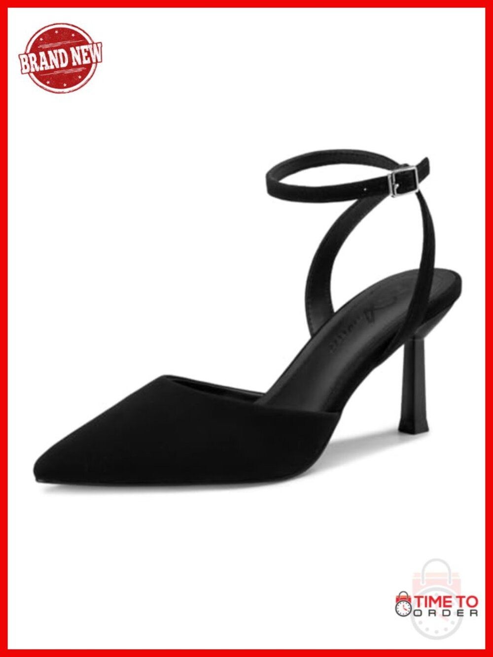 Women's 3 Inch High Heels Pumps Shoes Ankle Strap Pointed Toe